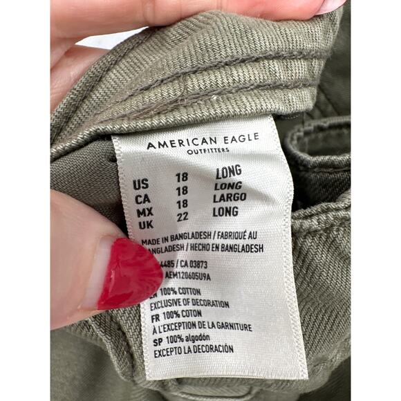 American Eagle Skirt Womens 18 Olive Green Mini Button Denim - Picture 4 of 7